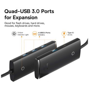 هاب 4 پورت باسئوس مدل WKQX030101 USB3